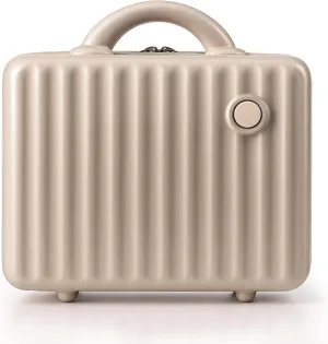 13 Inch Makeup Train Cosmetic Case Hard Shell ABS Portable Mini Suitcase for Hand Luggage w Elastic Straps Organizer Makeup Toiletry, Gift for Her Women