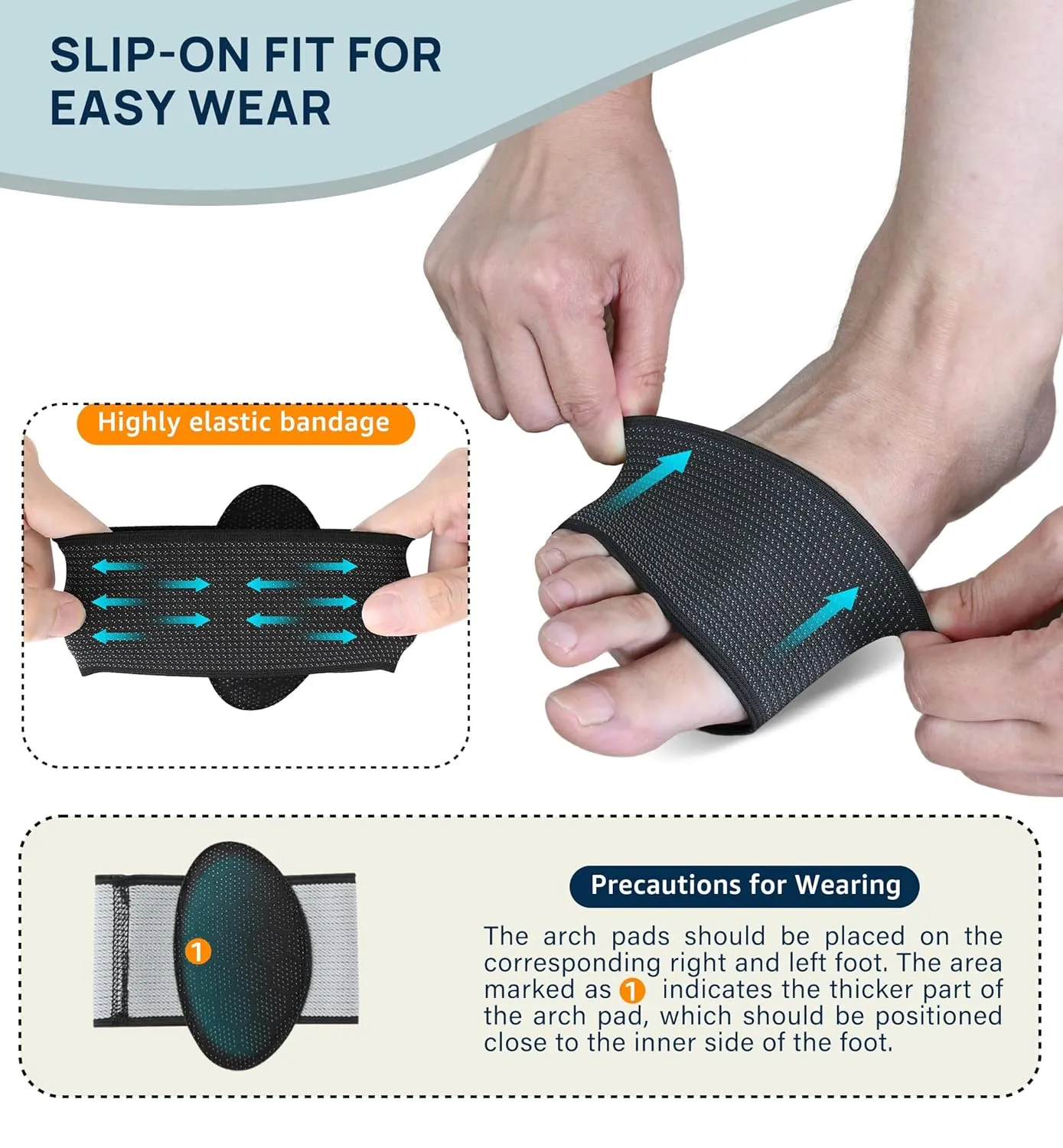 2-Pack Arch Support Brace for Men Women - Non-Slip Elastic Plantar Fasciitis Sleeve with Silicone Pad, Arch Inserts Support Pain Relief for Flat, Fallen & High Arches, Foot Care (Black, Medium)