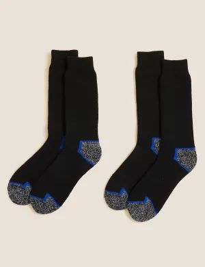 2 pairs of Freshfeet Marks & Spencer heavy duty work socks, black/grey