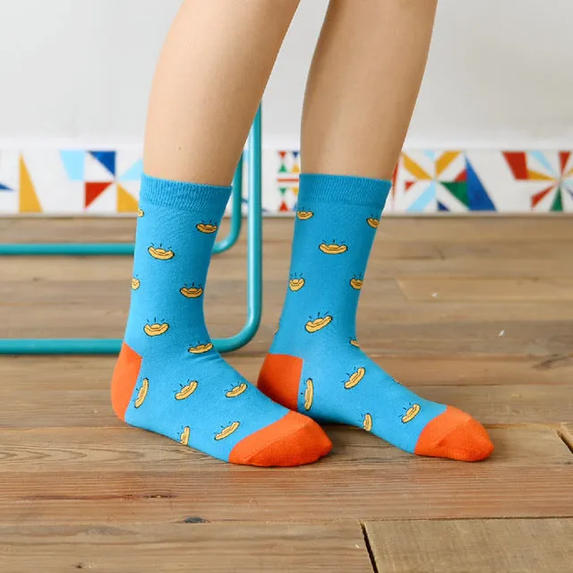 2017 Caramella Banana Cotton Women/men Kawaii Fruit Crew Socks Cute Harajuku Street Tide Casual Funny  Japanese Korean Novelty