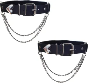 Adjustable Heart-Shaped Thigh Garter 2 Pieces Punk Leather Garter Belts Leg Garter with Chains Body Accessories