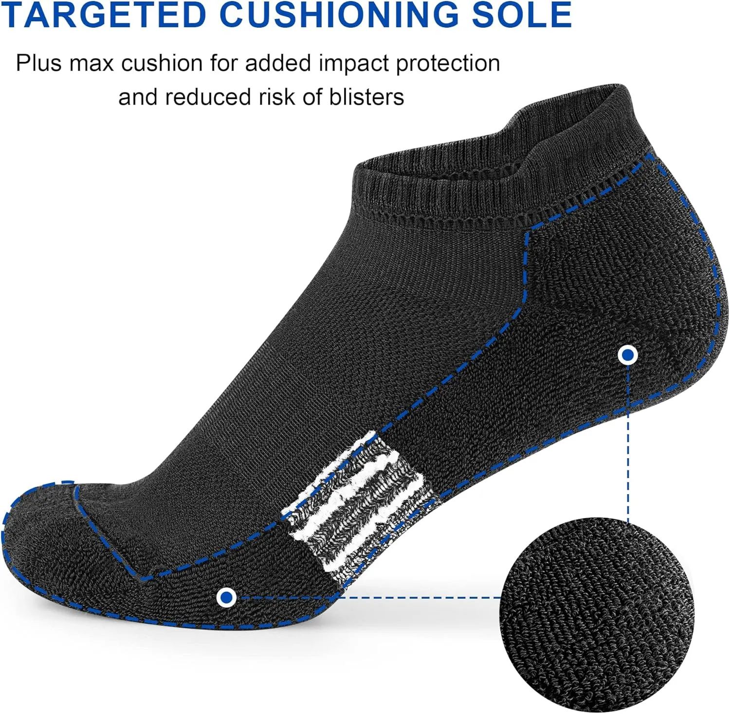 Ankle Socks Womens Athletic Running Comfort Cushioned 3/5/6Pairs