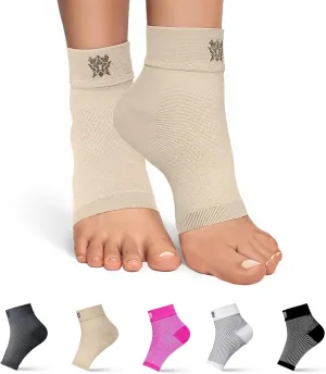 Bitly Plantar Fasciitis for Women & Men Socks Foot & Ankle Compression Sleeve, Nude, M