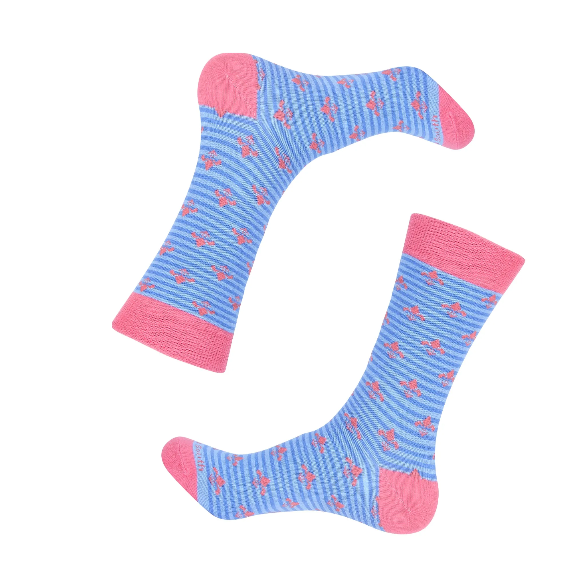 Blue Stripe Fleur De Lis Socks