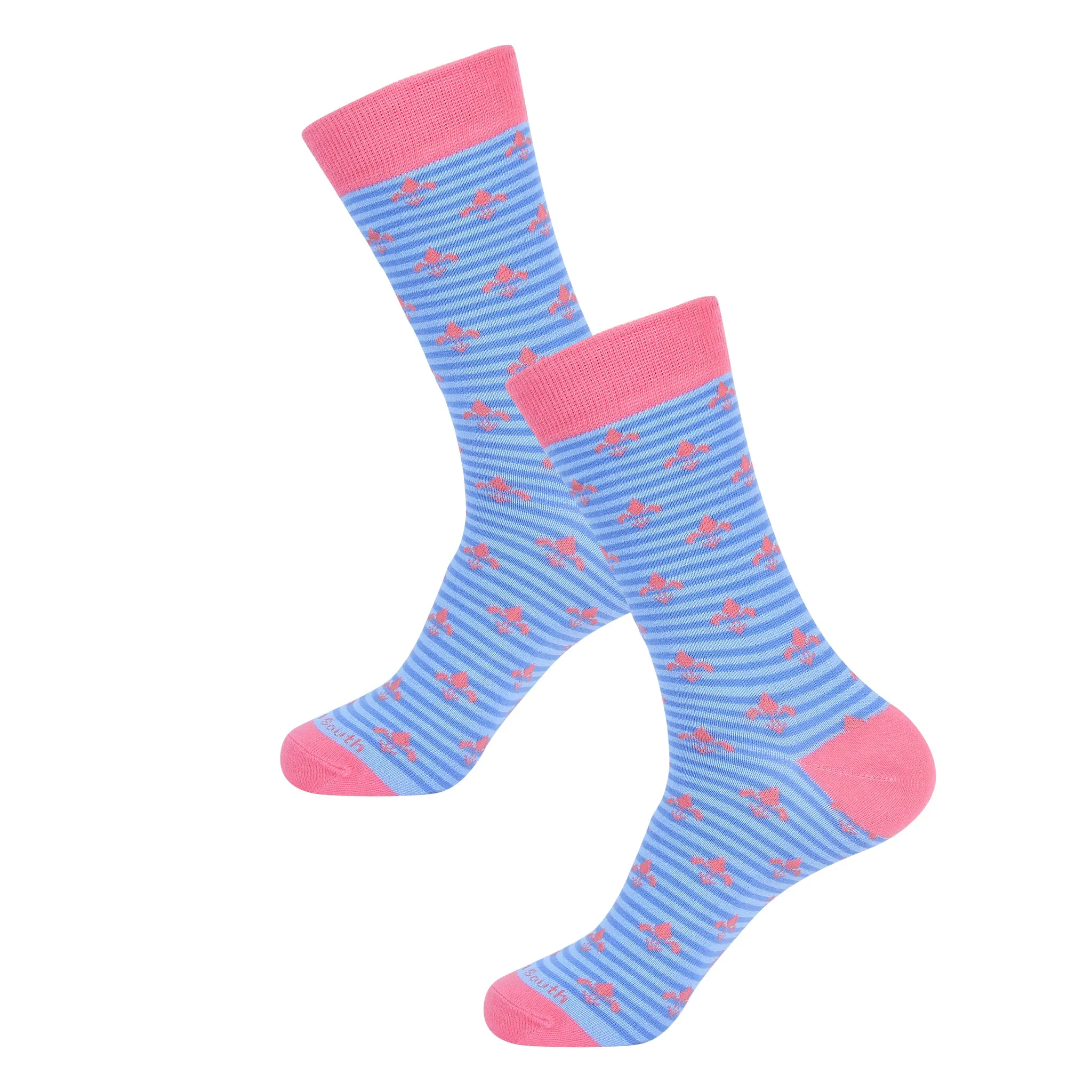 Blue Stripe Fleur De Lis Socks