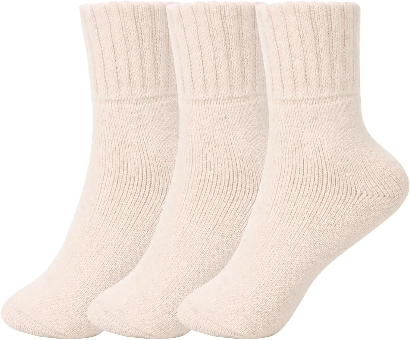 Boot Socks for Women Winter Crew Socks Thick Warm Cozy Ankle Socks for Women Solid Color Hiking Sokcs Gift 3 Pack
