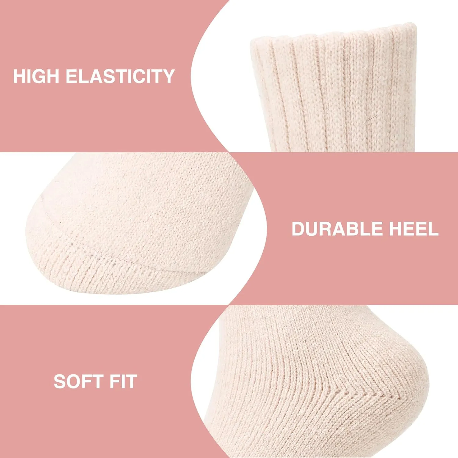 Boot Socks for Women Winter Crew Socks Thick Warm Cozy Ankle Socks for Women Solid Color Hiking Sokcs Gift 3 Pack