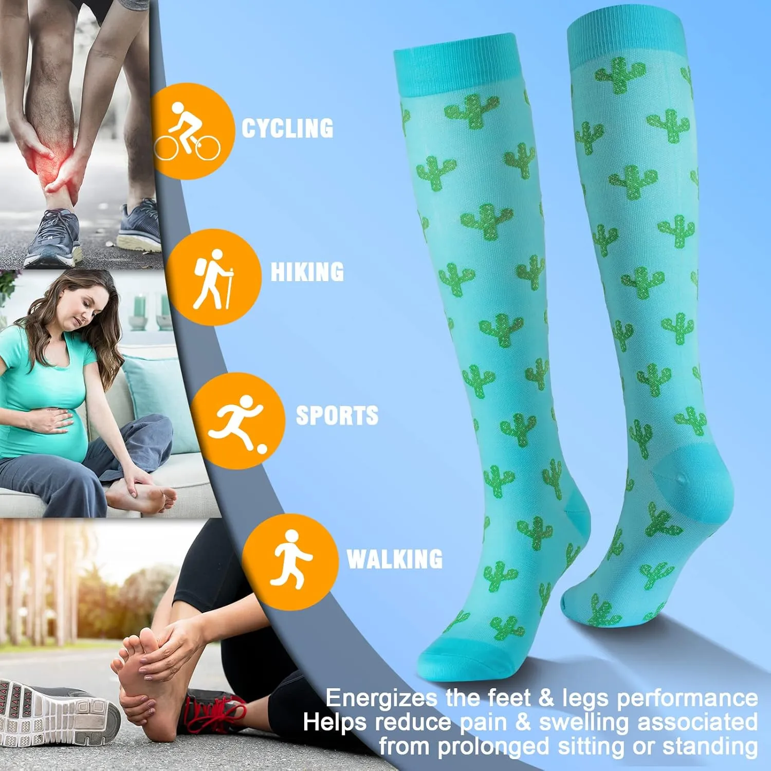 bropite Compression Socks for Women & Men-6 Pairs 20-30mmhg Support Running Nurse Travel Compression Socks