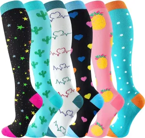 bropite Compression Socks for Women & Men-6 Pairs 20-30mmhg Support Running Nurse Travel Compression Socks