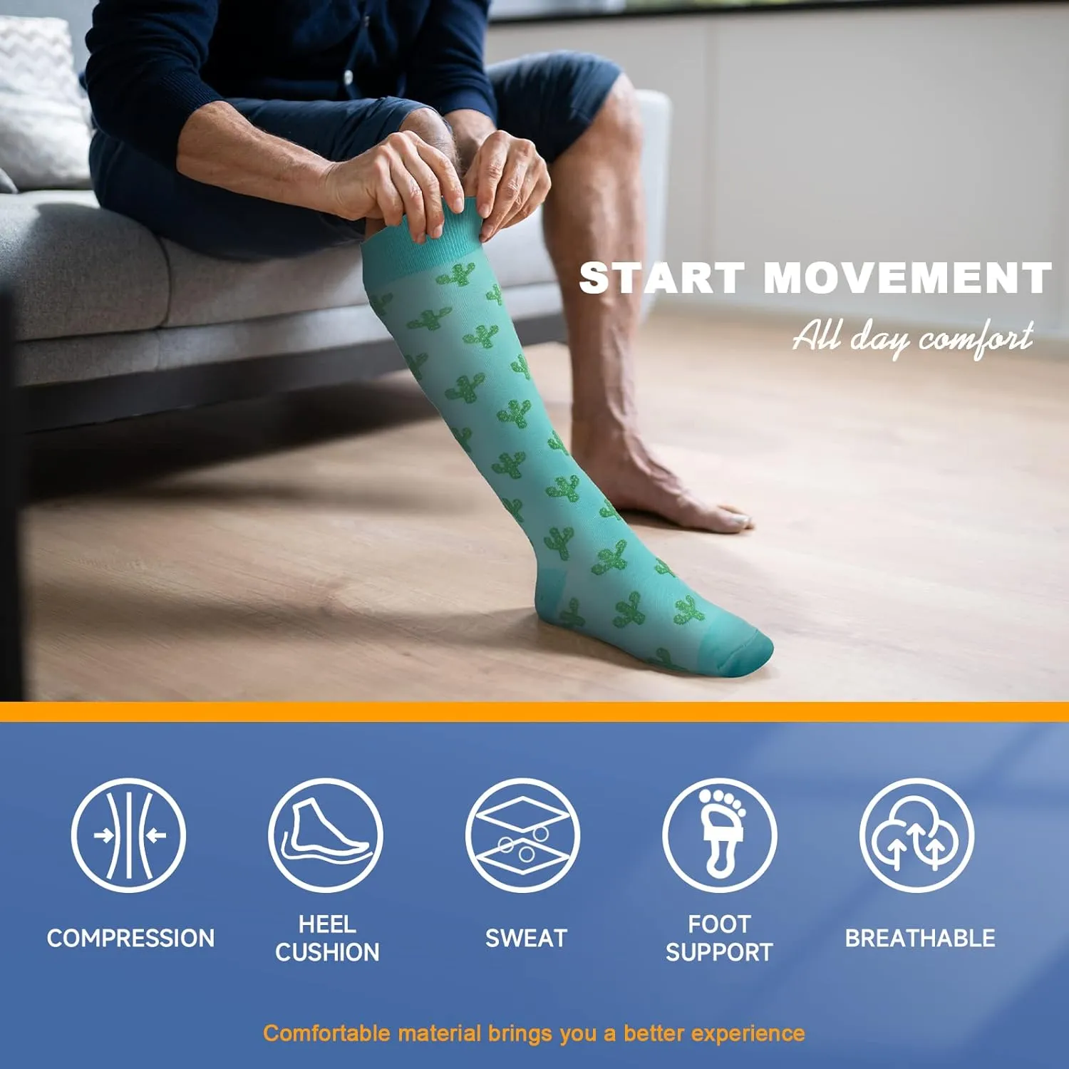 bropite Compression Socks for Women & Men-6 Pairs 20-30mmhg Support Running Nurse Travel Compression Socks