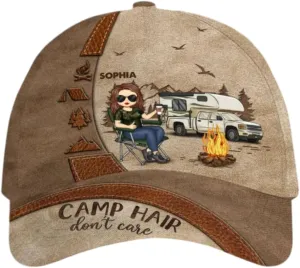 Camp Hair Don't Care - Camping Personalized Custom Hat, All Over Print Classic Cap - Gift for Camping Lovers Multicolor
