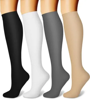 CHARMKING Compression Socks for Women and Men Circulation 4 Pairs 15-20 mmHg Best Support for Athletic Running Cycling