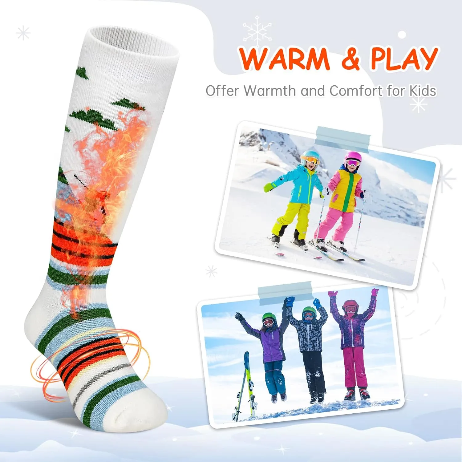Cimkiz Ski Socks Kids Winter Warm Thermal Snow Socks, Skiing Snowboarding Skating for Toddler Boys and Girls 2 Pairs/3 Pairs