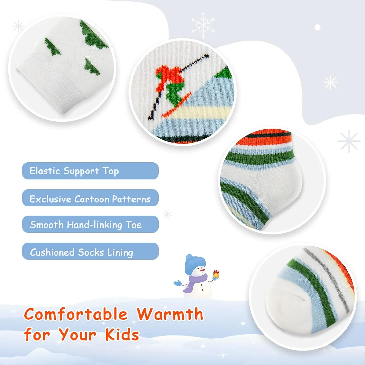 Cimkiz Ski Socks Kids Winter Warm Thermal Snow Socks, Skiing Snowboarding Skating for Toddler Boys and Girls 2 Pairs/3 Pairs