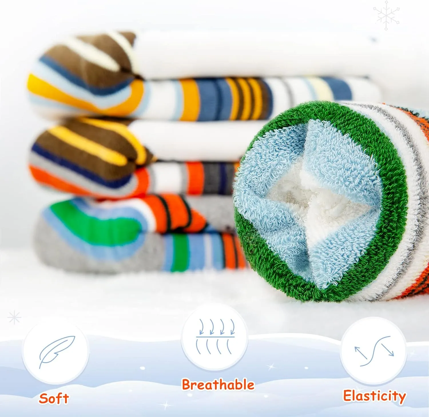 Cimkiz Ski Socks Kids Winter Warm Thermal Snow Socks, Skiing Snowboarding Skating for Toddler Boys and Girls 2 Pairs/3 Pairs