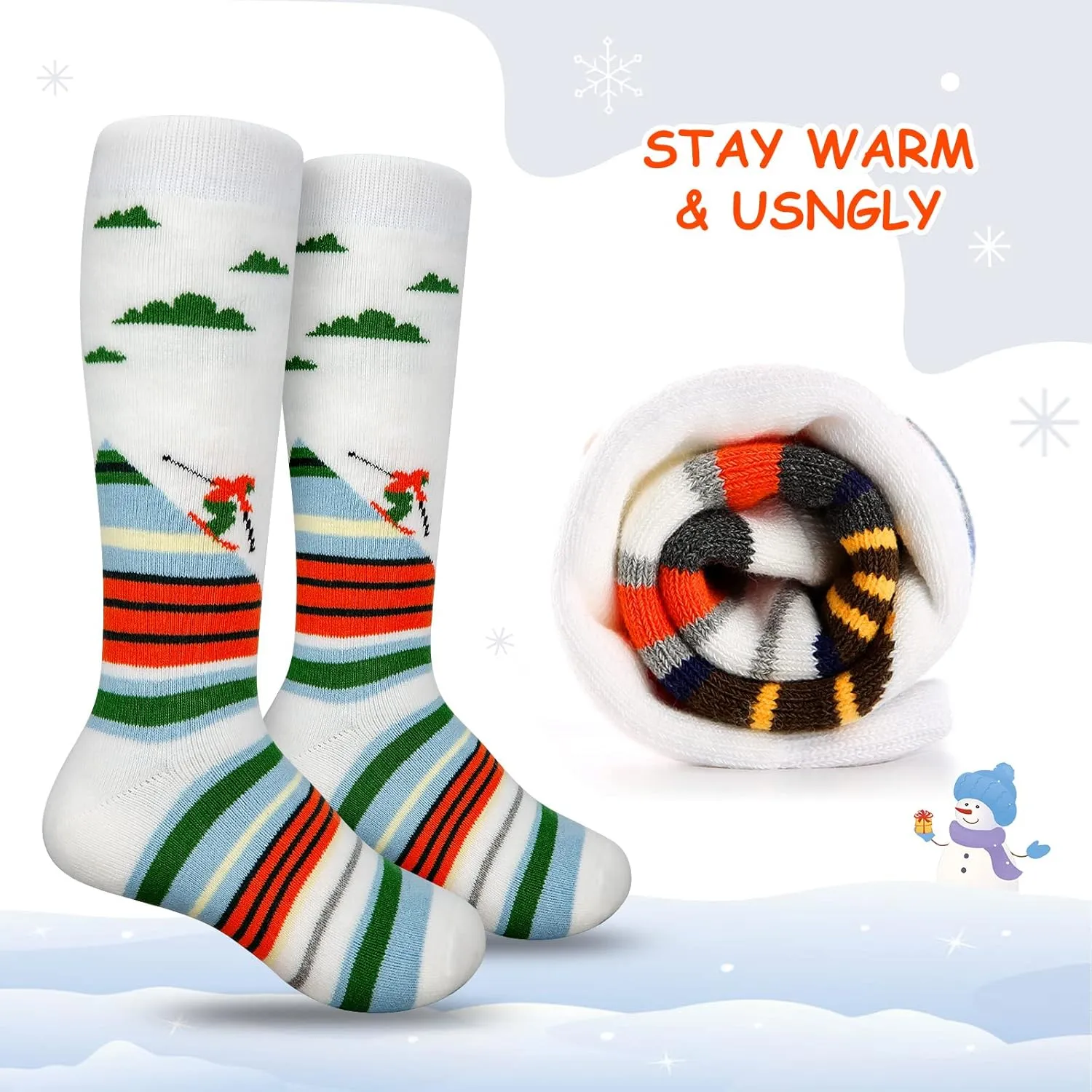 Cimkiz Ski Socks Kids Winter Warm Thermal Snow Socks, Skiing Snowboarding Skating for Toddler Boys and Girls 2 Pairs/3 Pairs