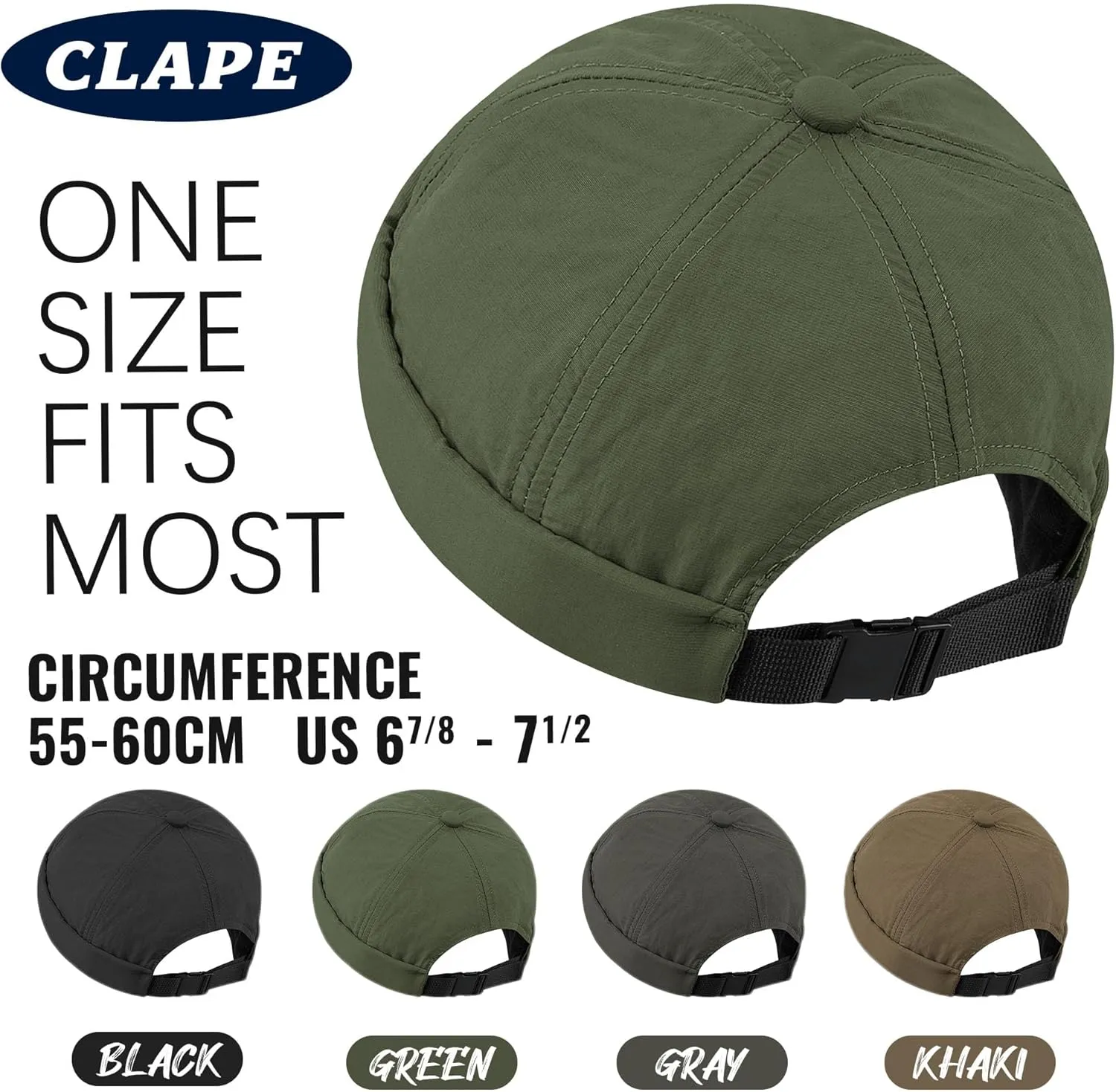 CLAPE Lightweight Breathable Brimless Cap Street Casual Versatile Summer Quick Dry Docker Cap No Brim Sailor Cap Leon Cap