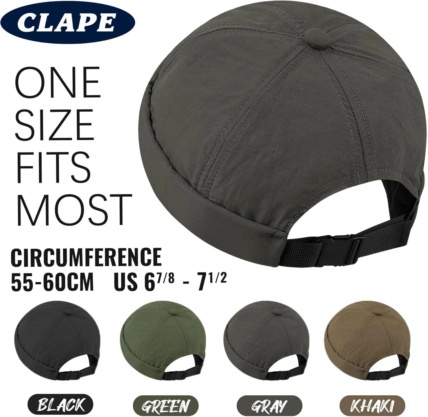 CLAPE Lightweight Breathable Brimless Cap Street Casual Versatile Summer Quick Dry Docker Cap No Brim Sailor Cap Leon Cap