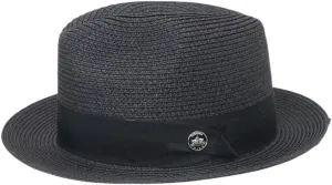 Classic Straw Fedora Hat, Brown Band with Decorative Button, Khaki