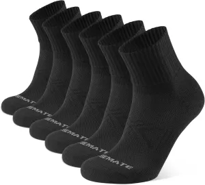CLOSEMATE 6 Pack Mens Ankle Athletic Socks Cushioned Running Sports Cotton Quarter Socks