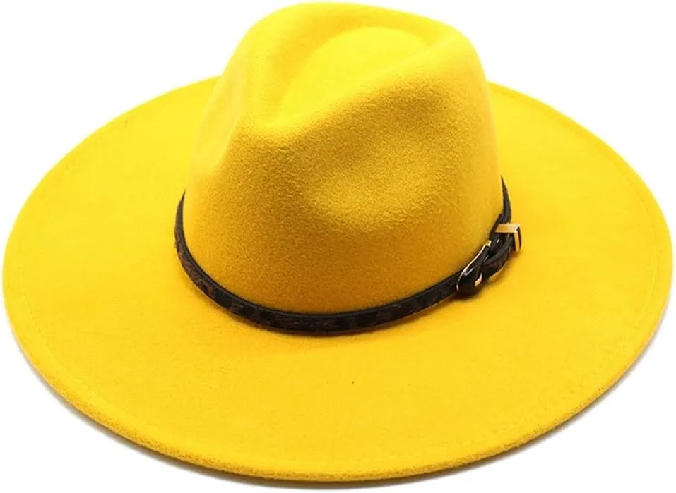 DHAEY and Winter Woolen Jazz Top Hat Men and Women's Peach Top Chain Top Hat 9.5cm Large Brim Felt Hat Luopan Caps & Hats (Color : Rose Red, Size : 56-58cm)