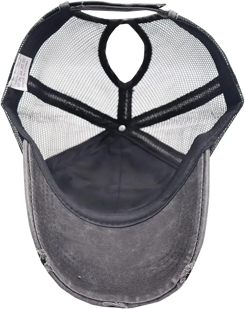 Dog Mom Ponytail Baseball Cap Messy Bun Vintage Washed Distressed Twill Plain Hat for Women