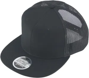 Embroidered Vintage Cars Cotton Flat Brim Mesh Snapback Trucker Baseball Cap