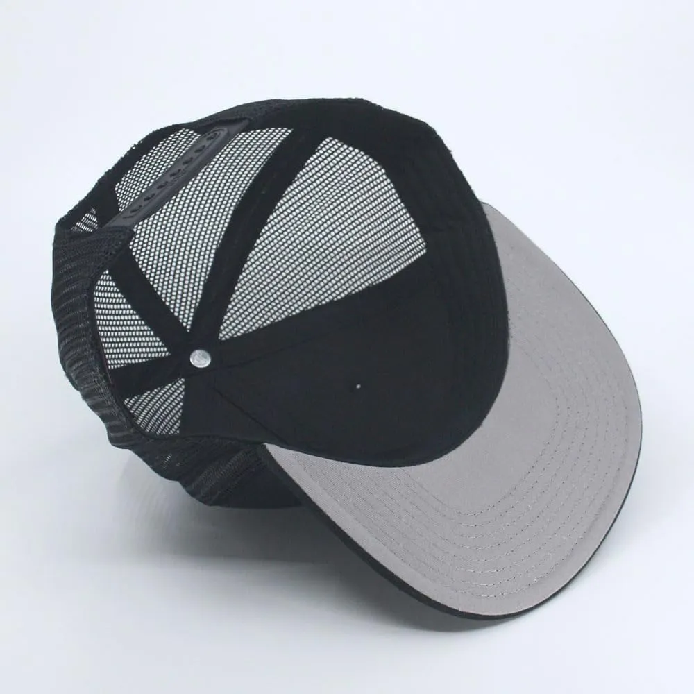 Embroidered Vintage Cars Cotton Flat Brim Mesh Snapback Trucker Baseball Cap