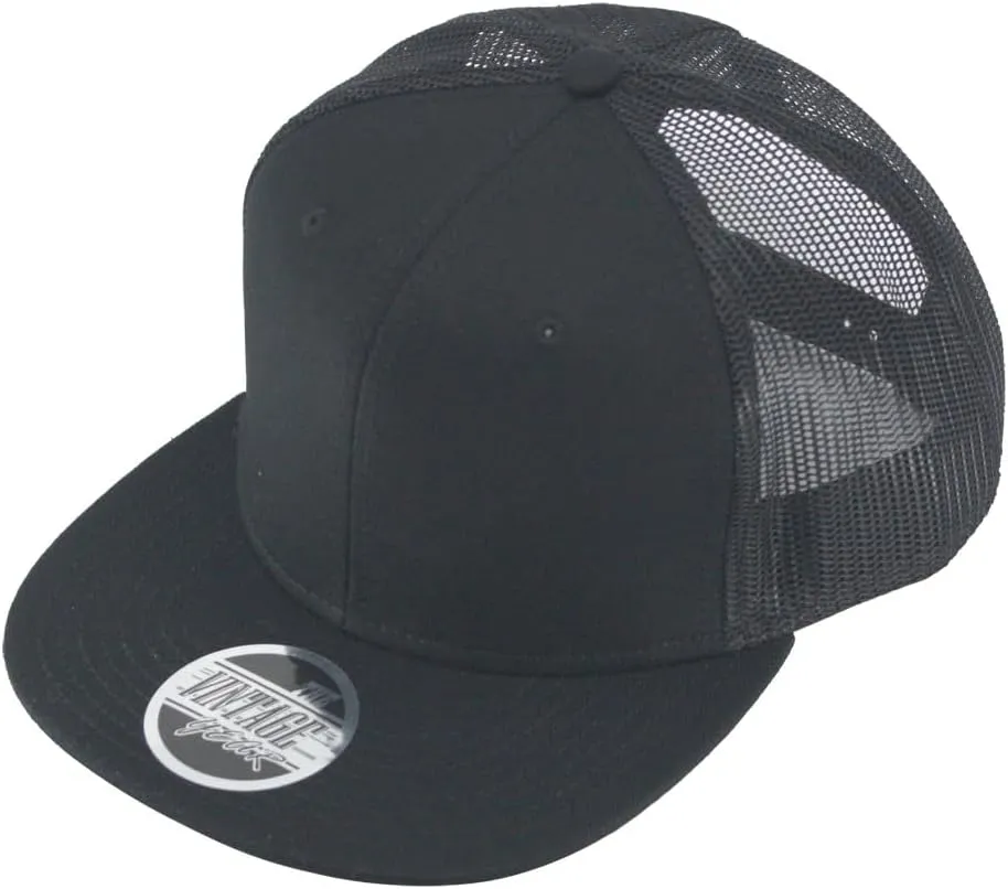 Embroidered Vintage Cars Cotton Flat Brim Mesh Snapback Trucker Baseball Cap