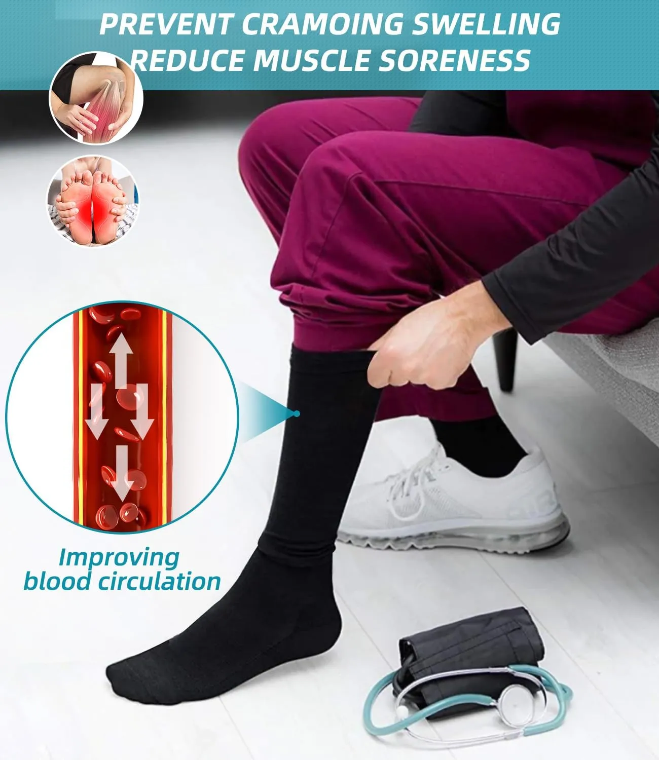FuelMeFoot Compression Socks For Women Men - Graduated Support Knee High Socks For Nurses, Travel, Athletic