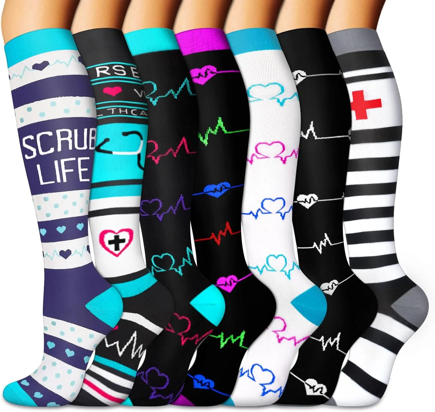 FuelMeFoot Compression Socks For Women Men - Graduated Support Knee High Socks For Nurses, Travel, Athletic