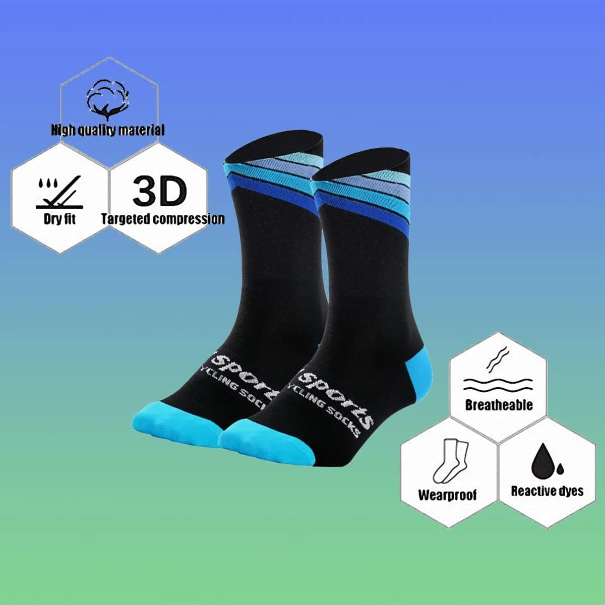 GuaziV Cycling Socks for Men & WomenColorful Compression Hiking Socks Running Socks for Travelling, Walking, Climbing