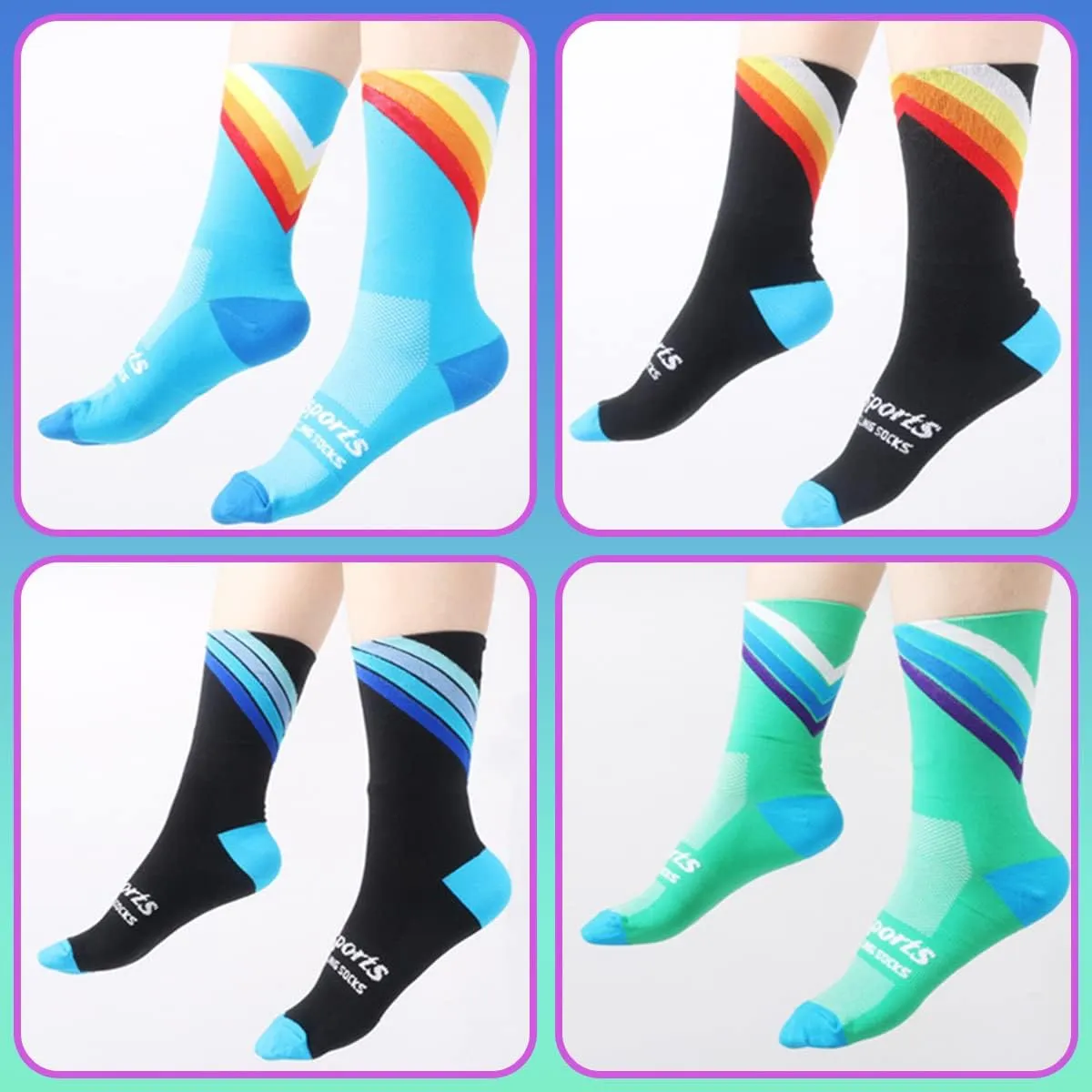 GuaziV Cycling Socks for Men & WomenColorful Compression Hiking Socks Running Socks for Travelling, Walking, Climbing