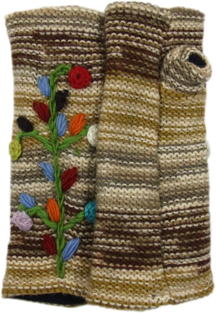 Hand Knit 100% Wool Fleece Lined Hand Warmer/Glove