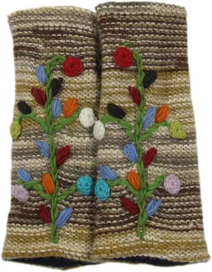 Hand Knit 100% Wool Fleece Lined Hand Warmer/Glove