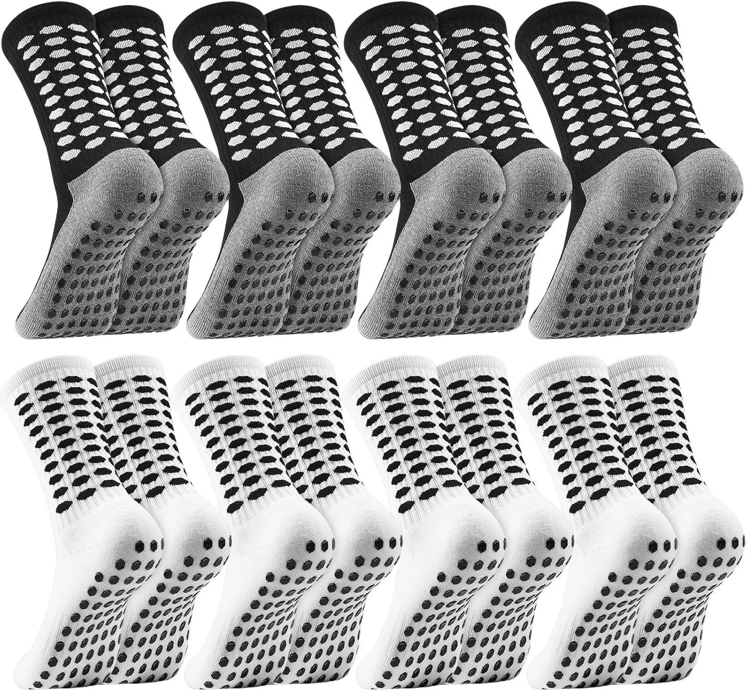 Jspupifip 8 Pairs Grip Soccer Socks, Non Slip Men's Athletic Socks for Football Basketball Sports