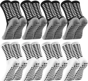 Jspupifip 8 Pairs Grip Soccer Socks, Non Slip Men's Athletic Socks for Football Basketball Sports