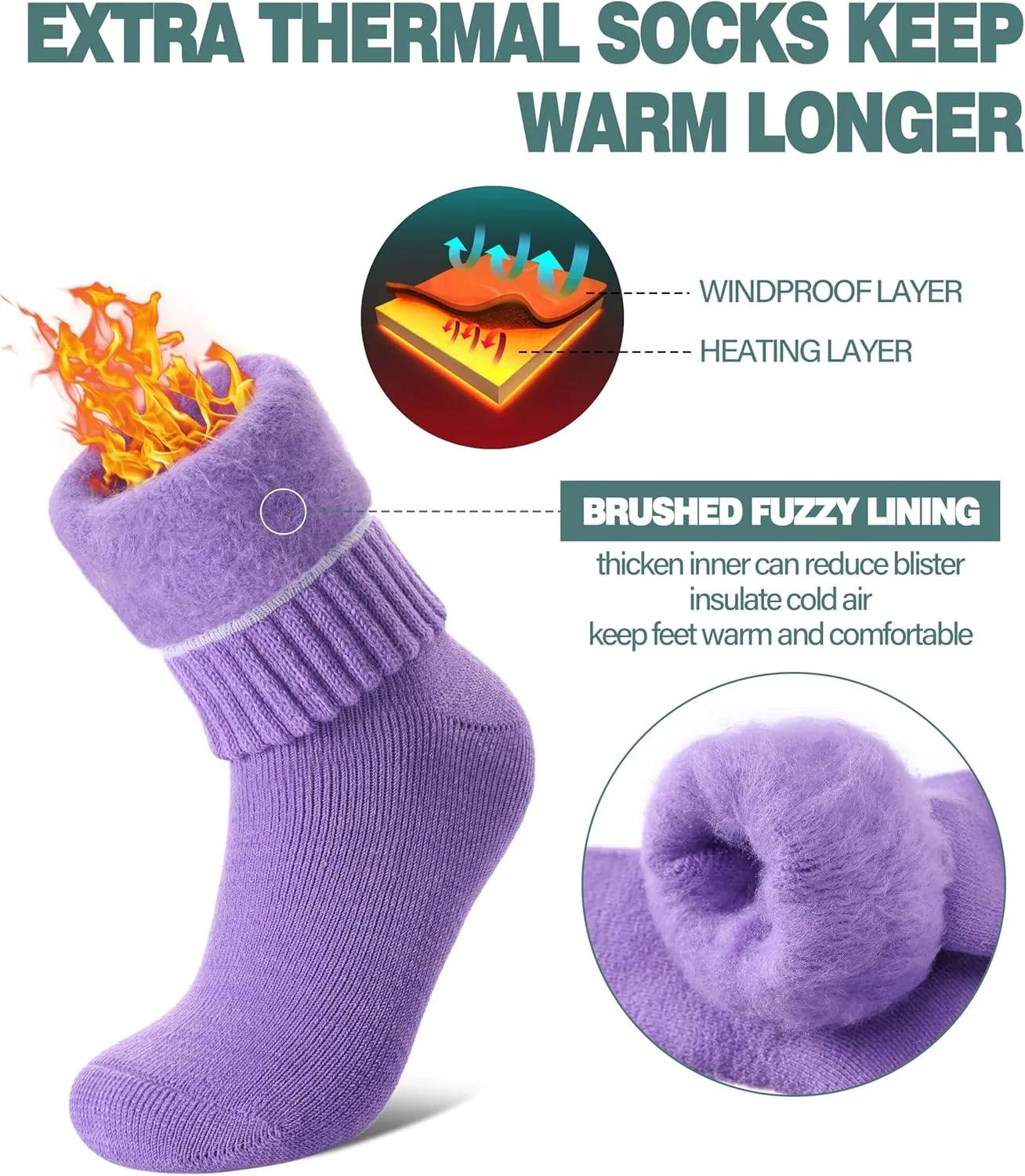 LANLEO Women Men Thermal Socks Warm Winter Extra Thick Insulated Heated Ski Crew Boot Socks for Cold Weather