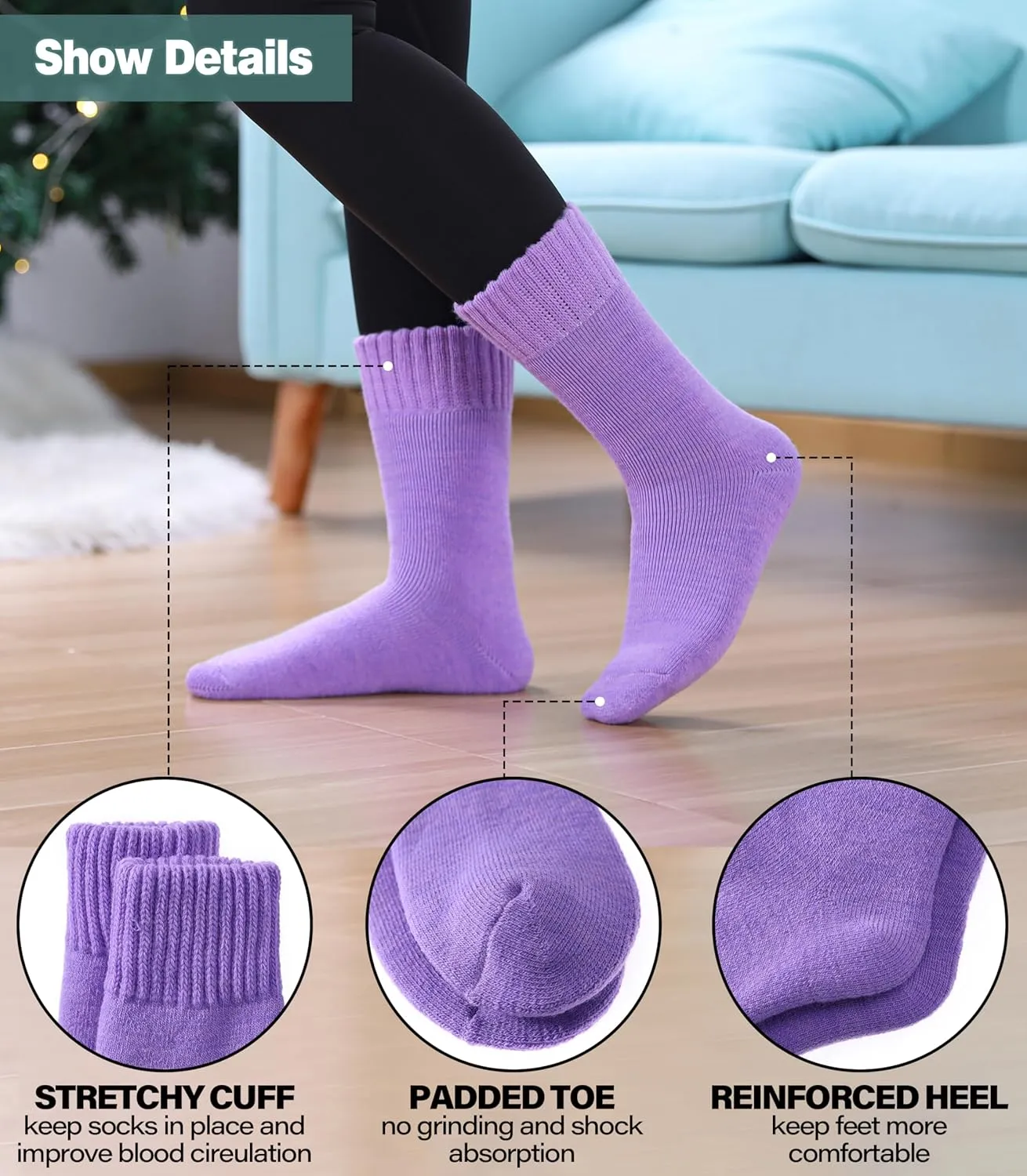 LANLEO Women Men Thermal Socks Warm Winter Extra Thick Insulated Heated Ski Crew Boot Socks for Cold Weather