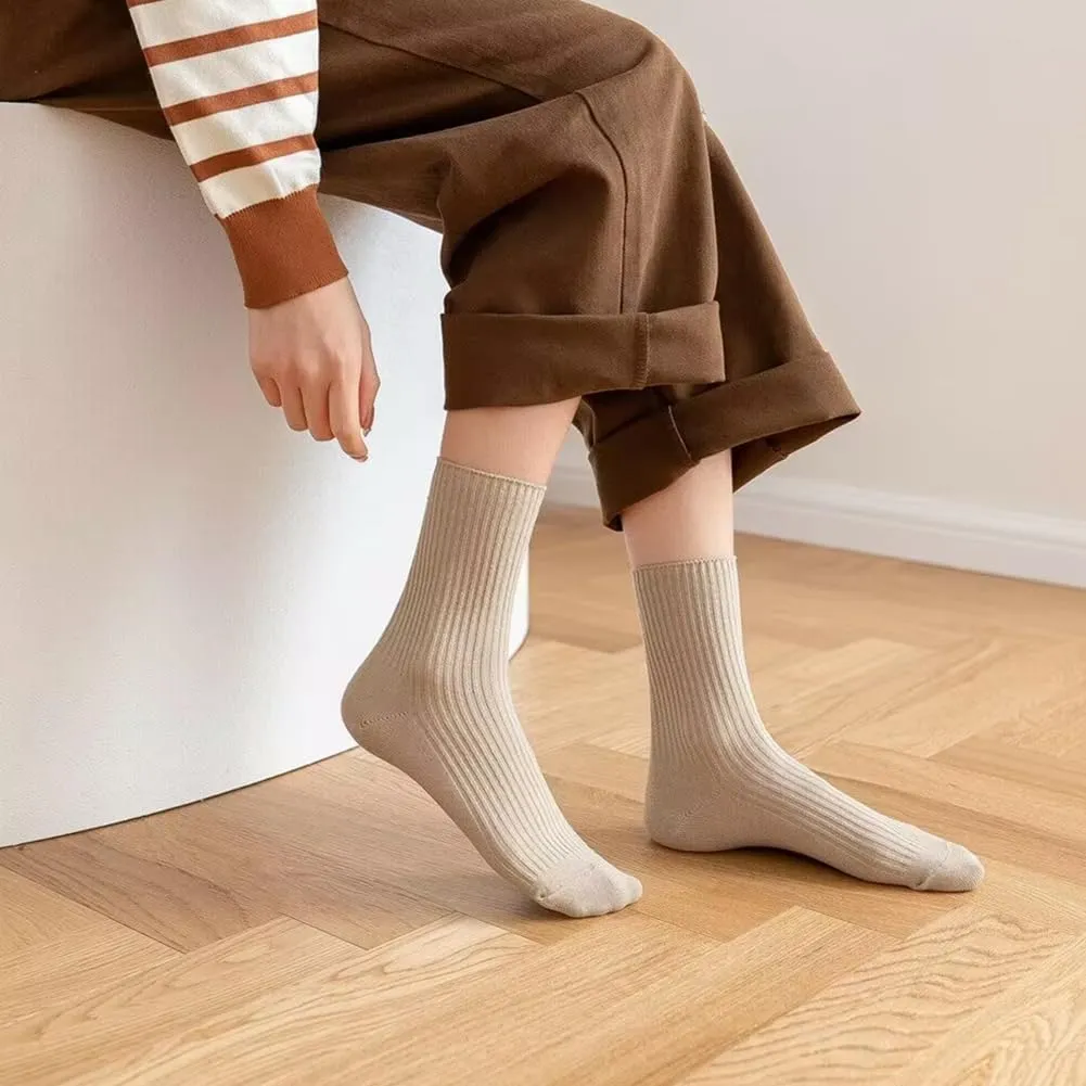 Losa Kute 6 Pairs Fall Socks Cotton Long Warm Crew Socks Cute Aesthetic Cute Slouch Socks