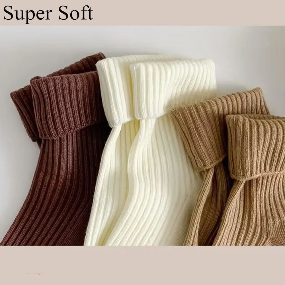 Losa Kute 6 Pairs Fall Socks Cotton Long Warm Crew Socks Cute Aesthetic Cute Slouch Socks