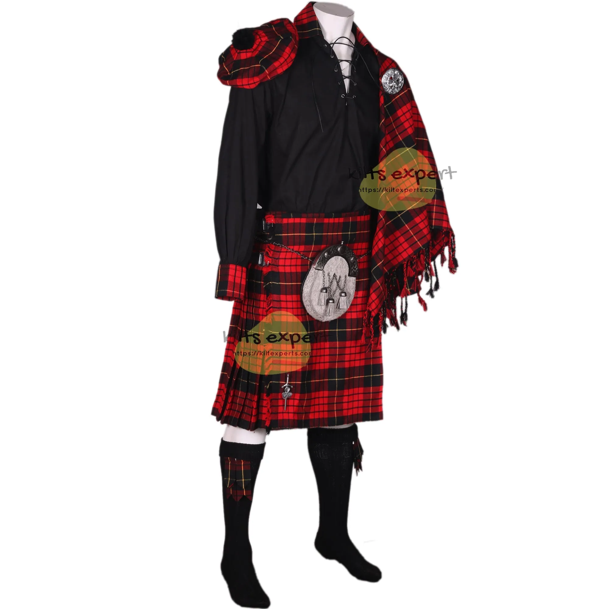 MacQueen Modern Kilt Outfit - Complete 9-Piece Traditional Scottish Kilt Set - Available in Different Colors