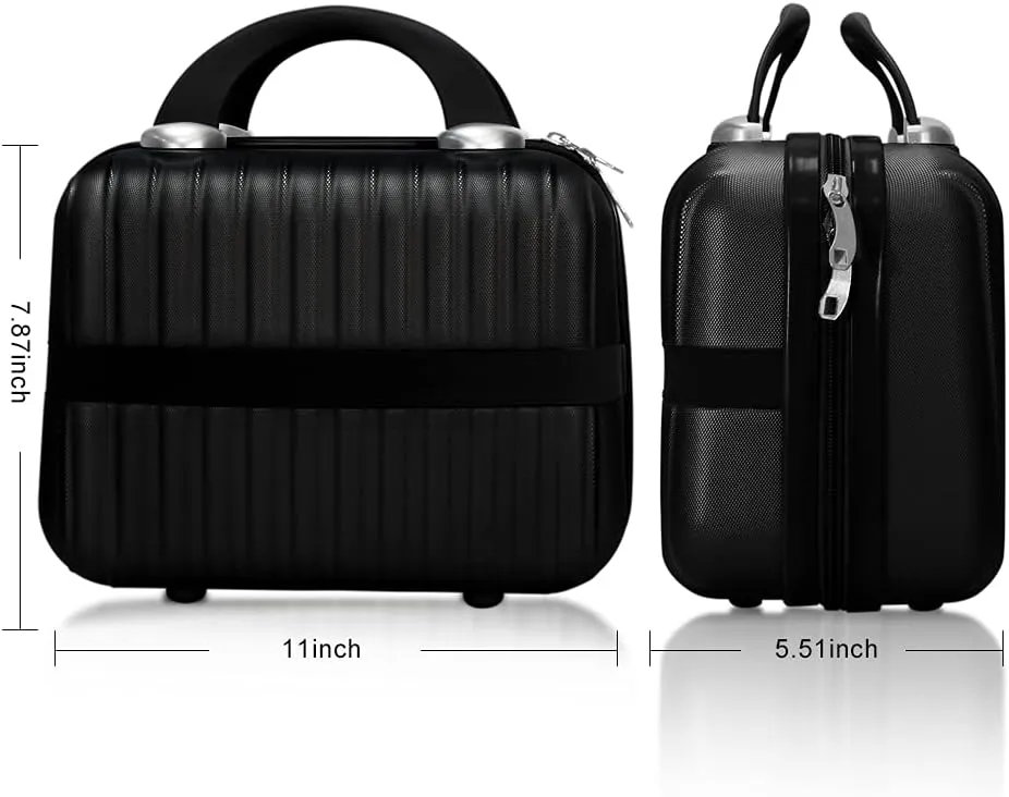 Makeup Travel Case 11 inch Hard Shell Cosmetic Case Organizer Bag Small Portable Make up Train Hand Luggage with Elastic Strap ABS Mini Suitcase Gifts for Her.