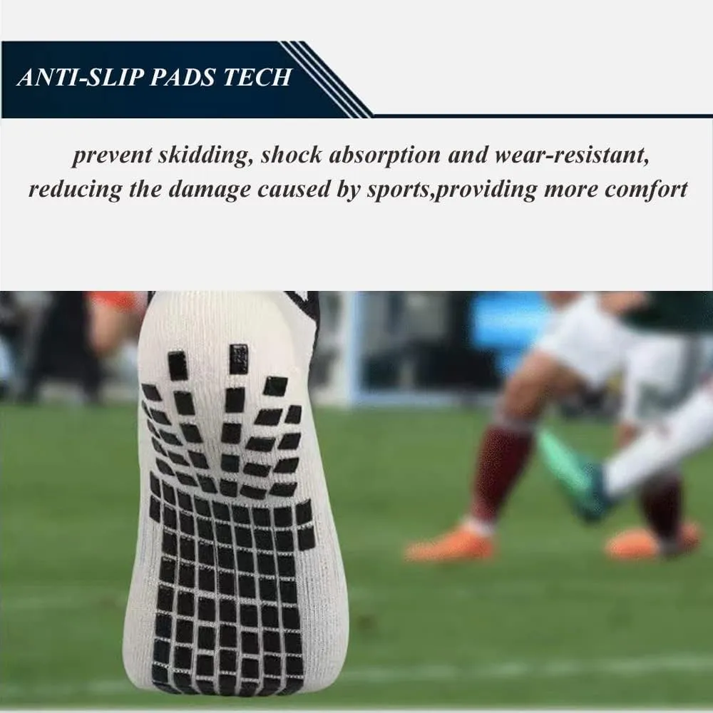 Men's Grip Soccer Socks Anti Slip Athletic Socks Non Slip Football Basketball Socks with Grip Pads