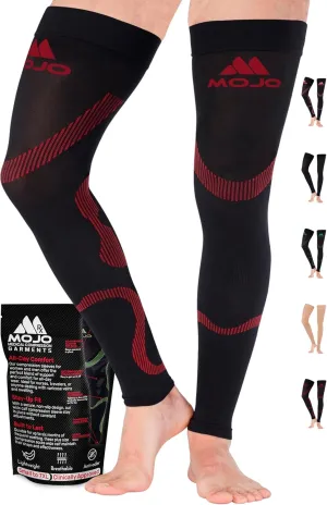 Mojo Compression Socks for Women & Men - 20-30mmHg Graduated Support Thigh-Hi Leg Sleeves with Grip Top - 10 Sizes, 5 Colors - Reduces Swelling, Ideal for Varicose Veins, Lymphedema, DVT Treatment - 1 Pair