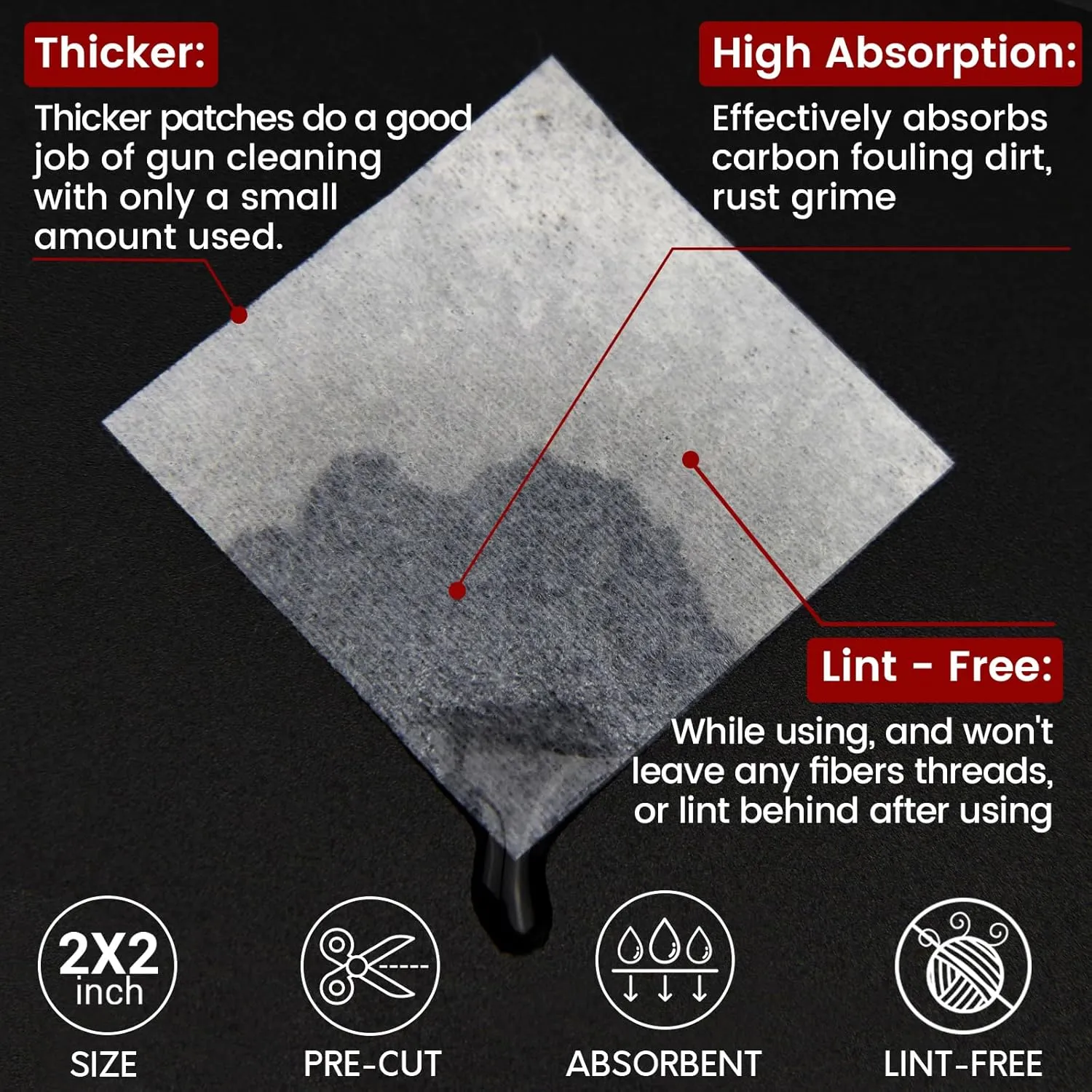 PINGMIC Gun Cleaning Supplies - Gun Cleaning Patches and Long Cotton Swabs Set, 6" Cotton Swabs, Lint Free Cloth Fit Most Caliber Firearms
