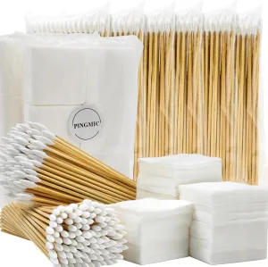 PINGMIC Gun Cleaning Supplies - Gun Cleaning Patches and Long Cotton Swabs Set, 6" Cotton Swabs, Lint Free Cloth Fit Most Caliber Firearms