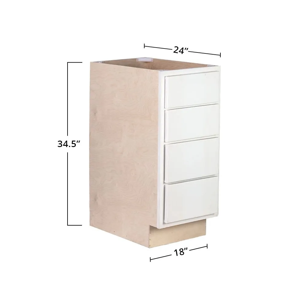 Pure White 18" 4-Drawer Base Cabinet