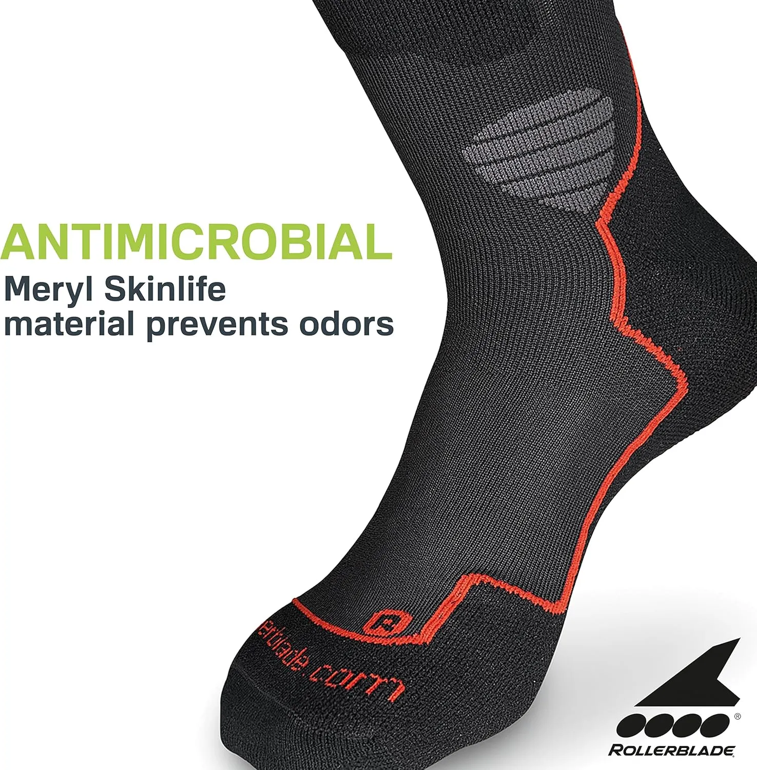 Rollerblade High Performance Men's Socks, Inline Skating, Multi Sport, Black and Red