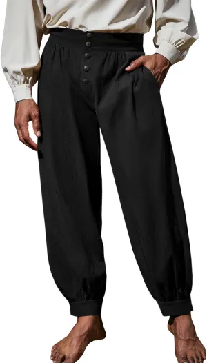 Runcati Mens Medieval Pirate Pants Renaissance Viking Knicker Colonial Halloween Cotton Gothic Costume Trousers